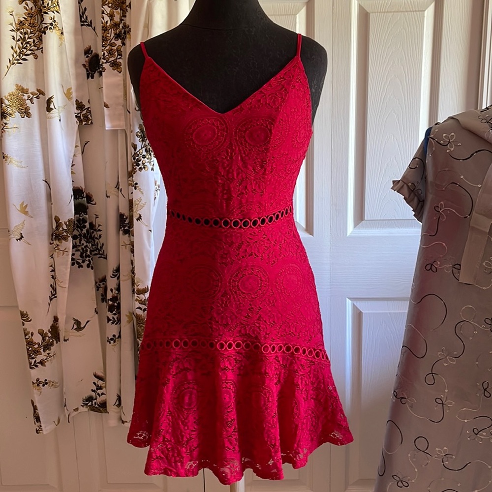 Francesca’s Miami brand red lace dress